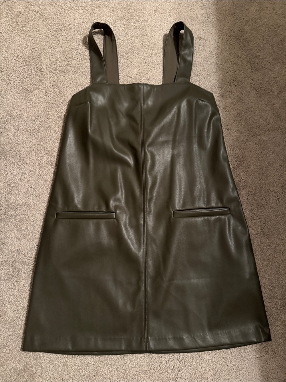NWT Abercrombie & Fitch Faux Leather Olive Green Dress